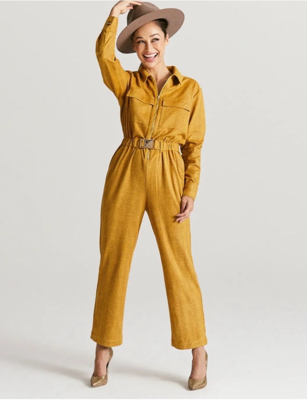 Apt. 9 Golden Mustard Utility Jumpsuit with Belt